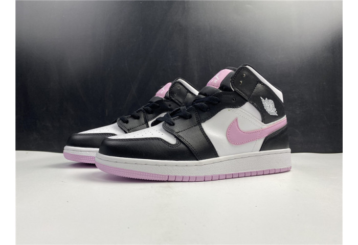 Air Jordan 1 Mid White Black Light Arctic Pink (GS) - 555112-103