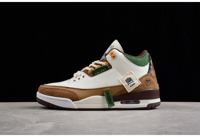 Air Jordan 3 Retro SE White Dark Brown Green 398614-500