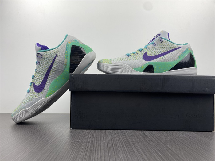 Nike Zoom Kobe 9 IX Grey Green Purple Shoes 630487-005