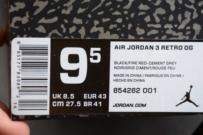 Air Jordan 3 “Black Cement” 854262-001