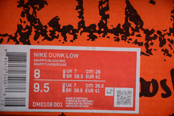 Nike Dunk Low Graffiti Black Red - DM0108-001