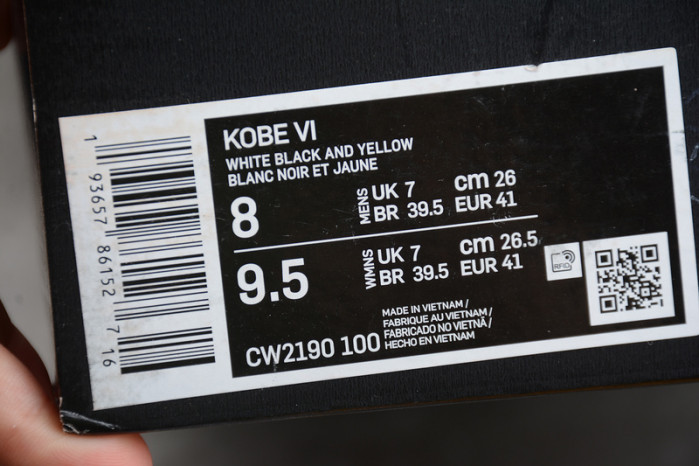 Kobe 6 Protro Playoff Pack White Del Sol CW2190-100