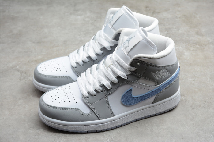 Air Jordan 1 Mid Wolf Grey Aluminum (W) - BQ6472-105