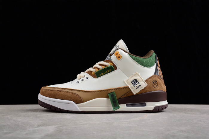 Air Jordan 3 Retro SE White Dark Brown Green 398614-500