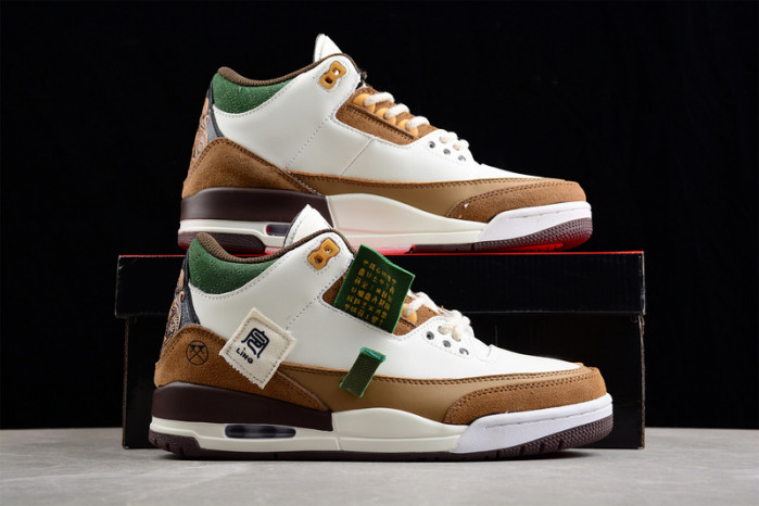 Air Jordan 3 Retro SE White Dark Brown Green 398614-500